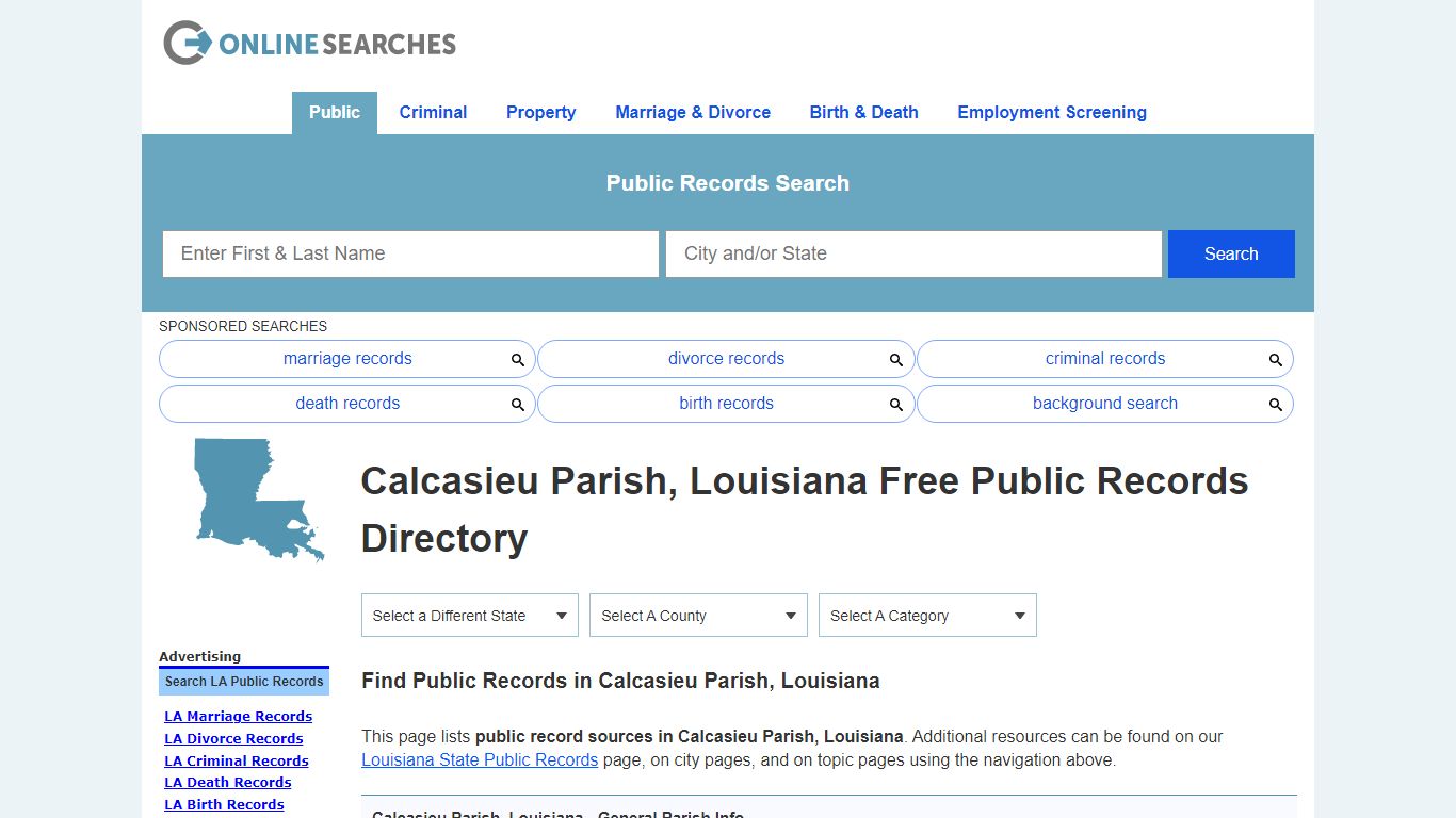 Calcasieu Parish, Louisiana Public Records Directory